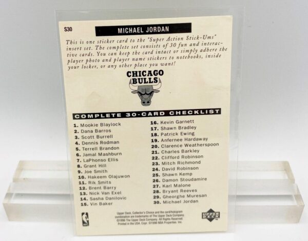 1996 UD Stick-Ums Michael Jordan #S30 (2)