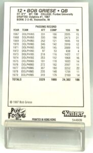 1997 Kenner SLU Card Bob Griese (2)