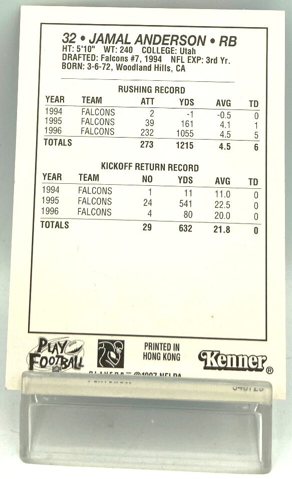 1997 Kenner SLU Card Jamal Anderson (2)
