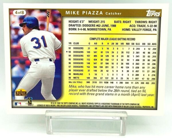 1999 Topps MLB Mike Piazza Card #4-8 (2) 1999 Topps MLB Mike Piazza Card #4-8 (2)
