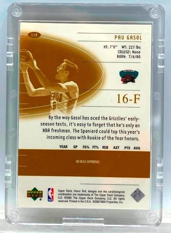 2002 UD Rookie Honor Roll Pau Gasol #118 (2)