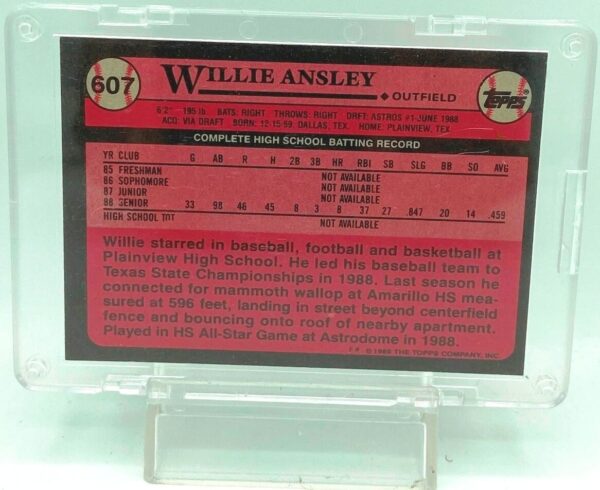 1989 Topps Willie Ansley Rookie #607 (2) 1989 Topps Willie Ansley Rookie #607 (2)