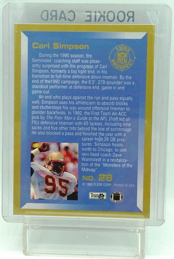 1993 Fleer Carl Simpson RC #26 (2)