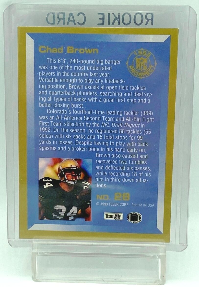 Vintage 1993 Fleer NFL Prospect Chad Brown Rookie Card 28 Jersey 34