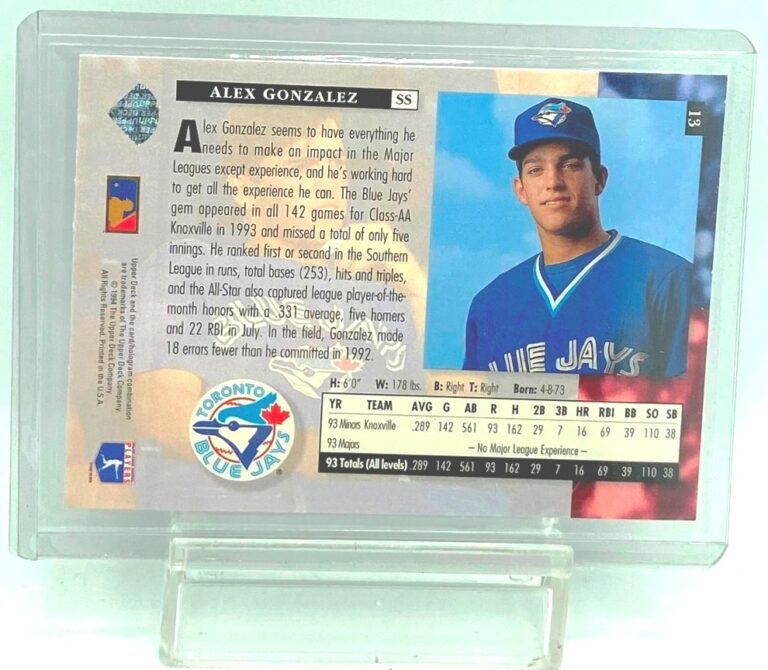 Vintage 1994 Upper Deck Star Rookies Alex Gonzalez Rookie Card #13 ...