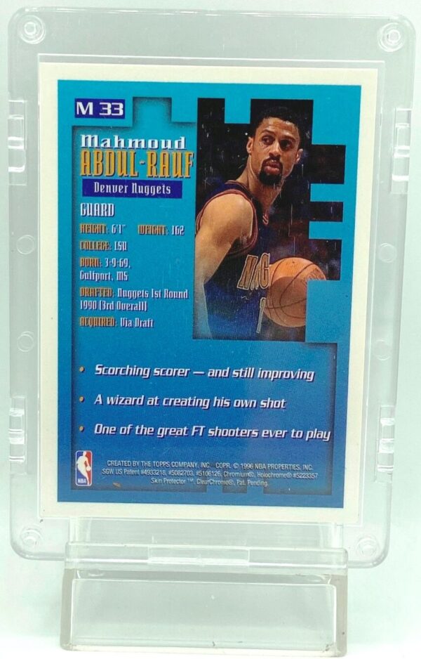 1996 Topps Clear Mahmoud Abdul-Rauf #M33 (2) 1996 Topps Clear Mahmoud Abdul-Rauf #M33 (2)