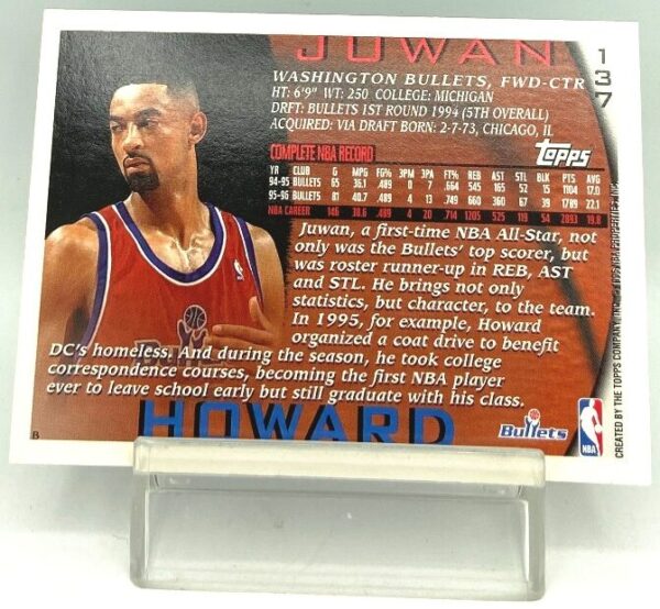 1996 Topps SLU Card Juwan Howard (2)