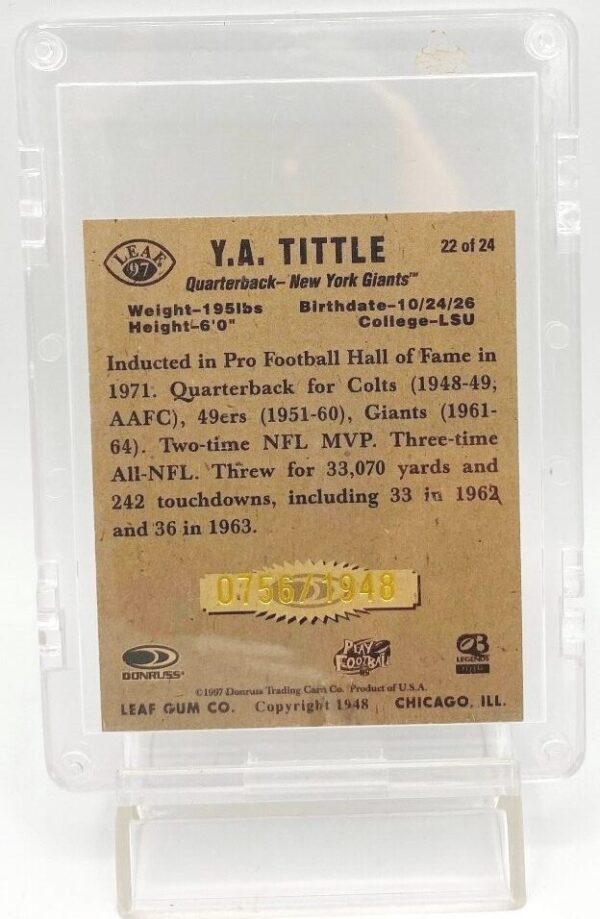 1997 Leaf 1948 Y. A. Tittle #22 (5)