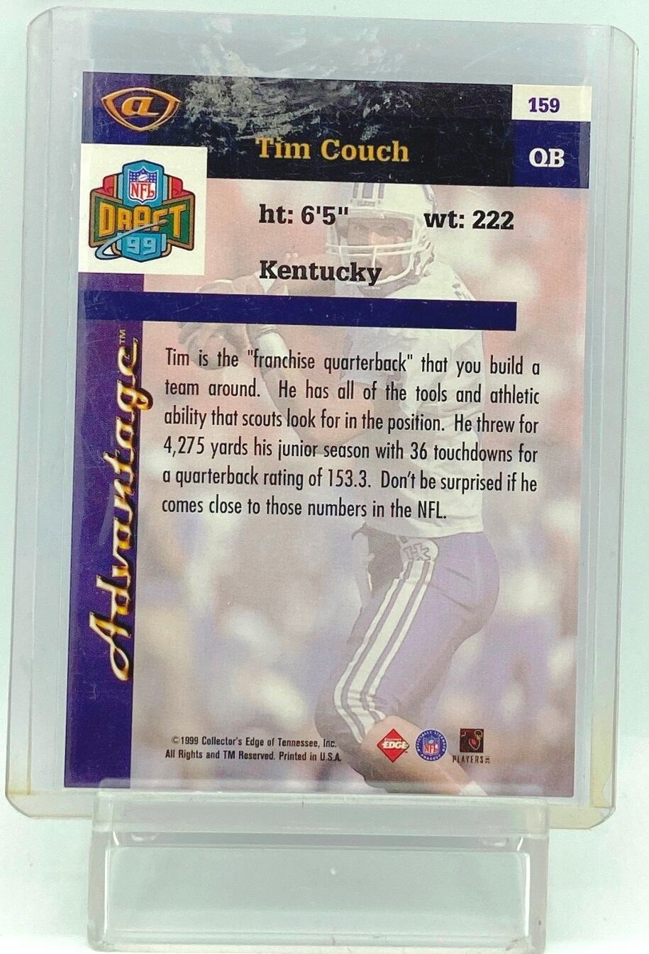 Vintage 1999 Edge Advantage NFL Draft 99 Tim Couch Rookie Card 159 