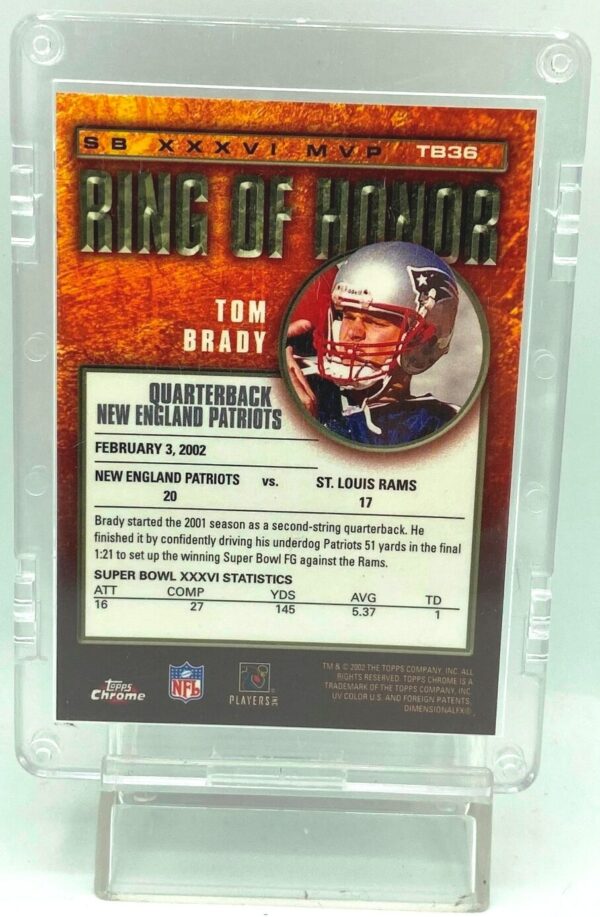 2002 Topps Ring Of Honor Tom Brady (2)