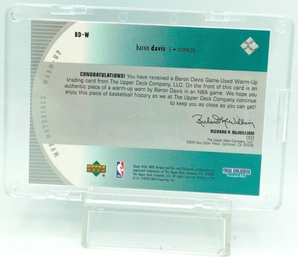2002 UD MVP Baron Davis Warm-Up #BD-W (2)