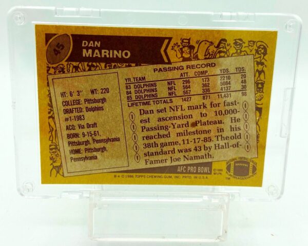 1986 Topps NFL Dan Marino Card #45