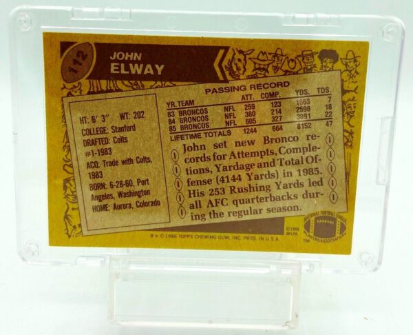 1986 Topps NFL John Elway Card #112 (2)