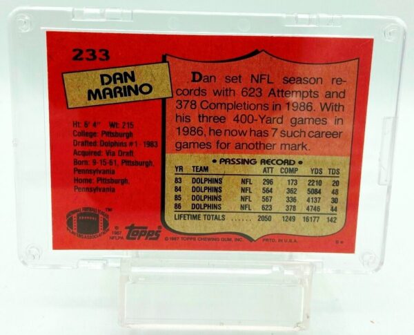 1987 Topps NFL Dan Marino Card #233 (2)
