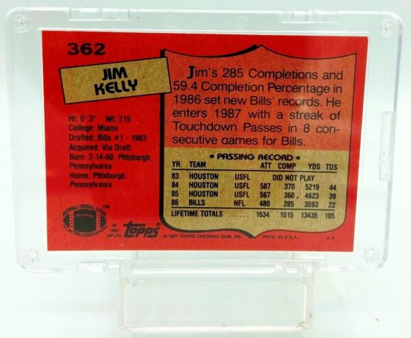 1987 Topps NFL Jim Kelly Card #362 (2) 1987 Topps NFL Jim Kelly Card #362 (2)