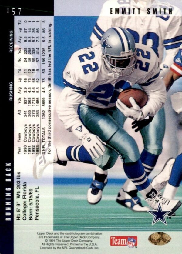 1994 UD Stats-Corrected Emmitt Smith #157-CC 1994 UD Stats-Corrected Emmitt Smith #157-CC