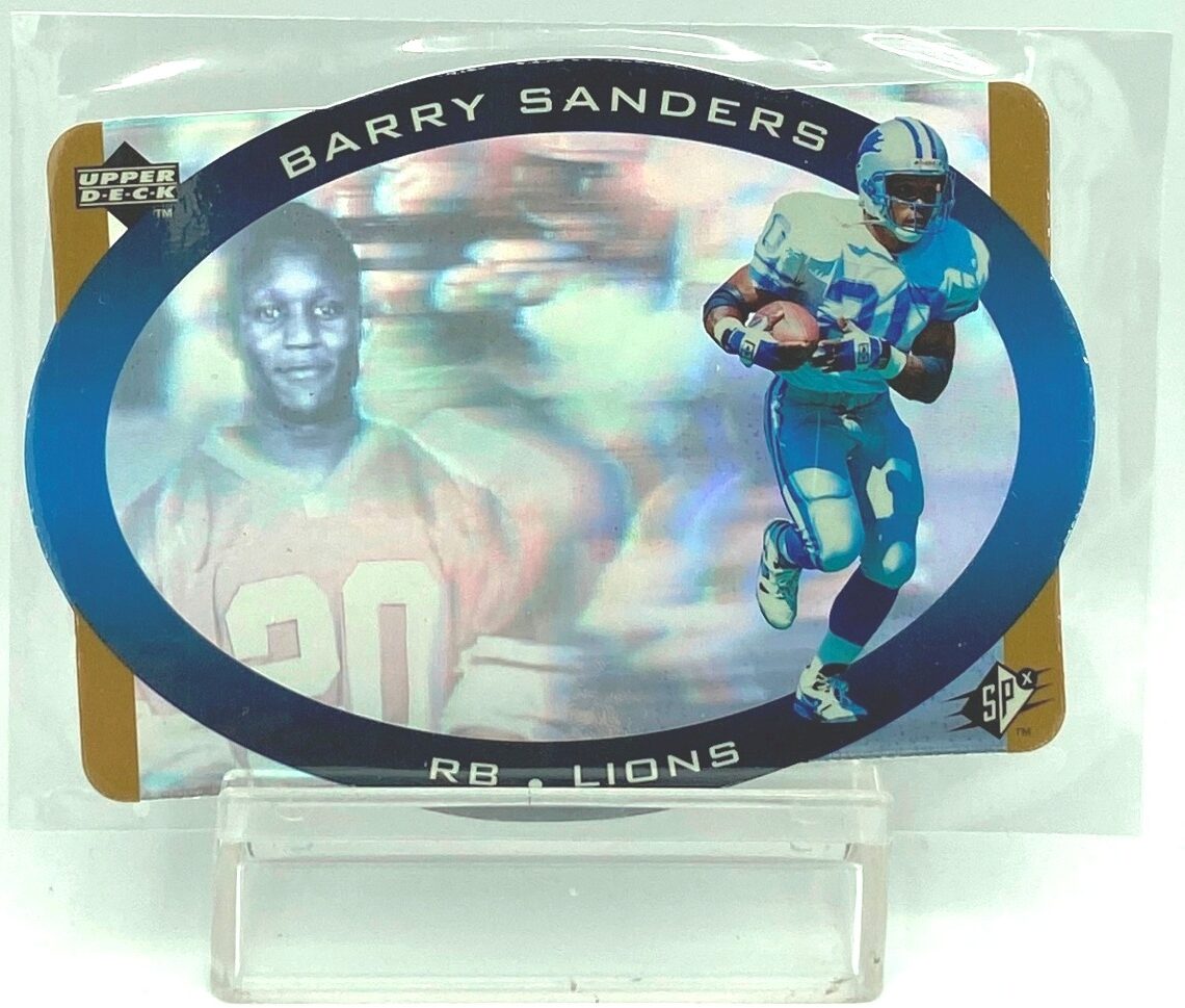 Vintage 1996 Upper Deck SPx NFL Holographic Collection Barry Sanders DieCut Insert Card 16