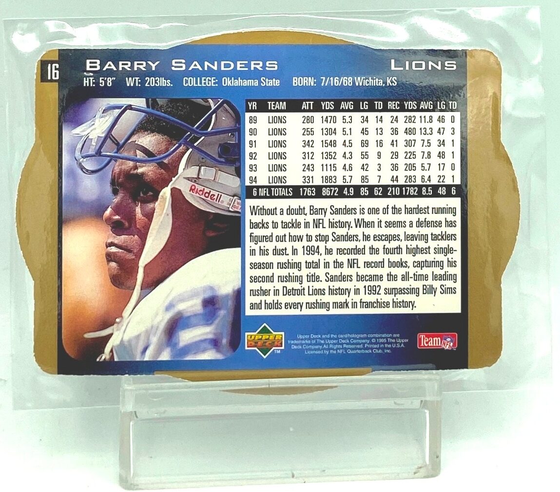 Vintage 1996 Upper Deck SPx NFL Holographic Collection Barry Sanders DieCut Insert Card 16