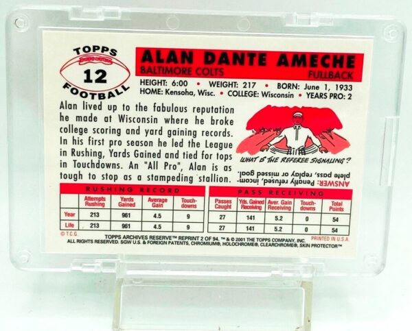 2001 Topps Alan Ameche #12 (2) 2001 Topps Alan Ameche #12 (2)