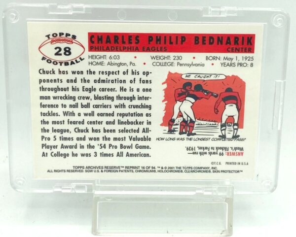 2001 Topps Chuck Bednarik #28 (2)