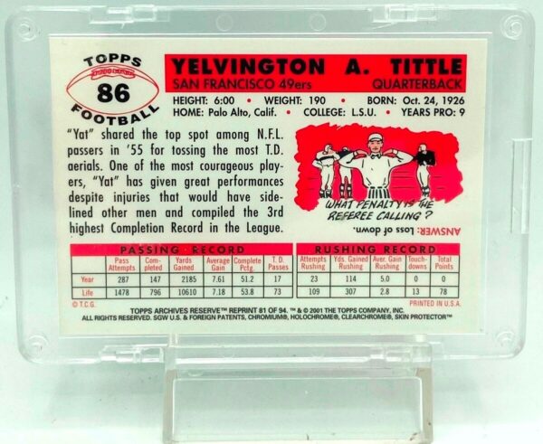 2001 Topps Y A Tittle #86 (2)