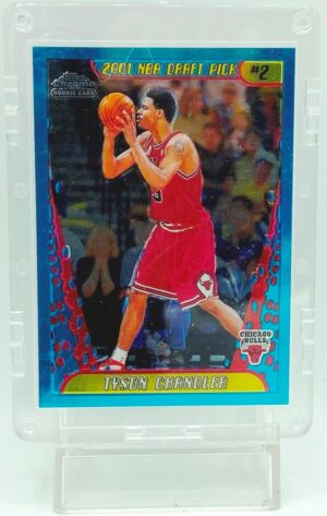 Vintage 2002 Topps Chrome NBA Tyson Chandler Rookie Card #130 Team: Bulls, 2001 NBA Draft Pick #7 ("With Card Protector Case") Topps "Rare-Vintage" (2002)