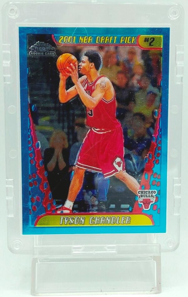Vintage 2002 Topps Chrome NBA Tyson Chandler Rookie Card #130 Team: Bulls, 2001 NBA Draft Pick #7 ("With Card Protector Case") Topps "Rare-Vintage" (2002)