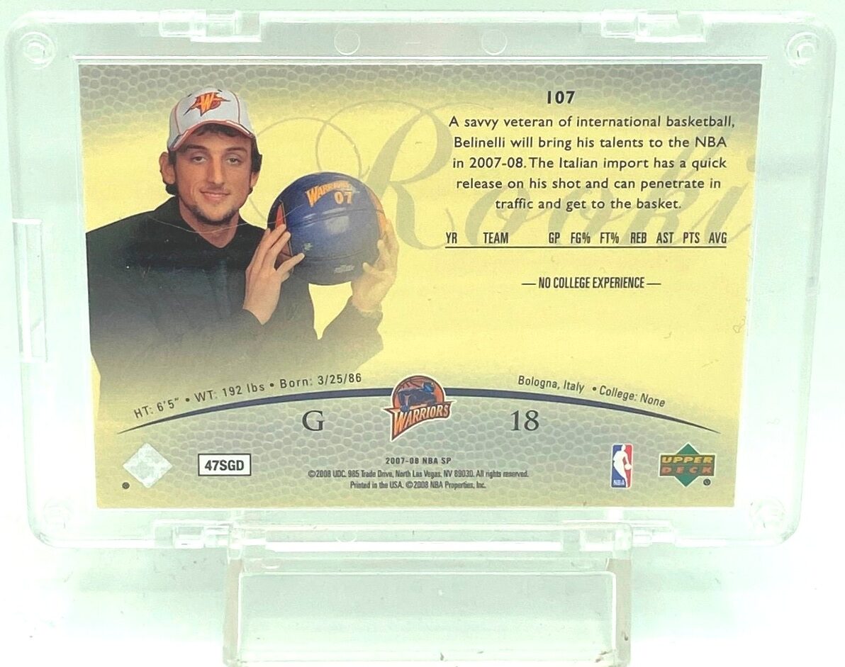 Vintage 200708 Upper Deck NBA SP Rookie Authentics Marco Belinelli