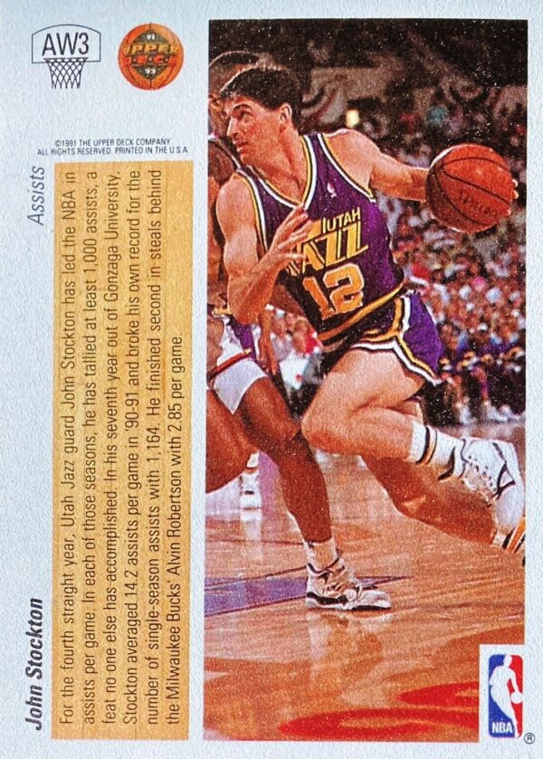 1991 UD Assists Error-Back John Stockton AW3 (3)