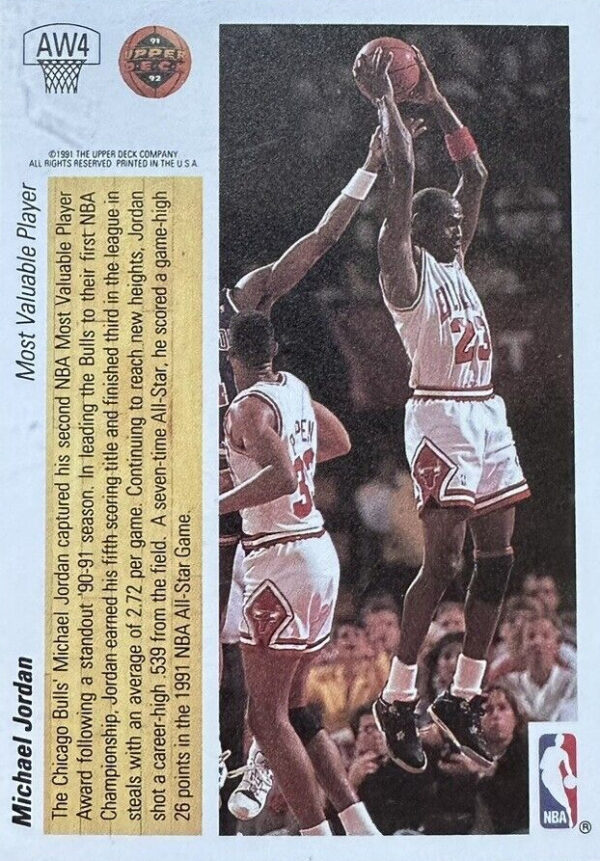 1991 UD MVP-Back Michael Jordan #AW4(4) 1991 UD MVP-Back Michael Jordan #AW4(4)