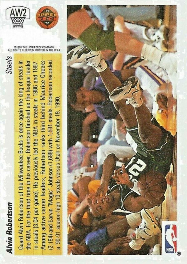 1991 UD Steals-Error Back Alvin Robertson AW2 (3)