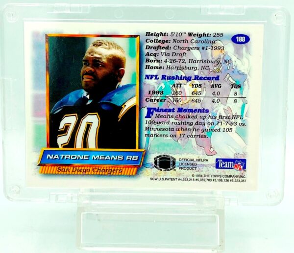 1994 Topps Rookie Star Natrone Means RC #188 (2) 1994 Topps Rookie Star Natrone Means RC #188 (2)