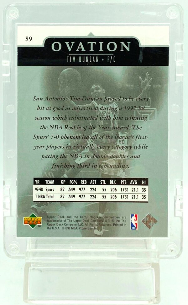 1997 UD Ovation Gold Tim Duncan RC #59 (2) 1997 UD Ovation Gold Tim Duncan RC #59 (2)