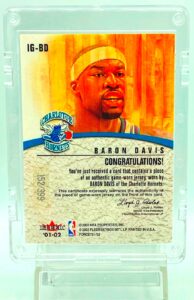 2001 Fleer Force Baron Davis Game-Worn #IG-BD (2)