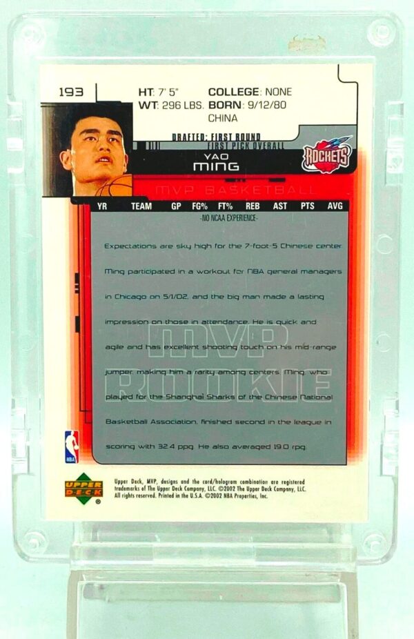 2002 Upper Deck MVP Rookie Yao Ming RC #193 (2) 2002 Upper Deck MVP Rookie Yao Ming RC #193 (2)