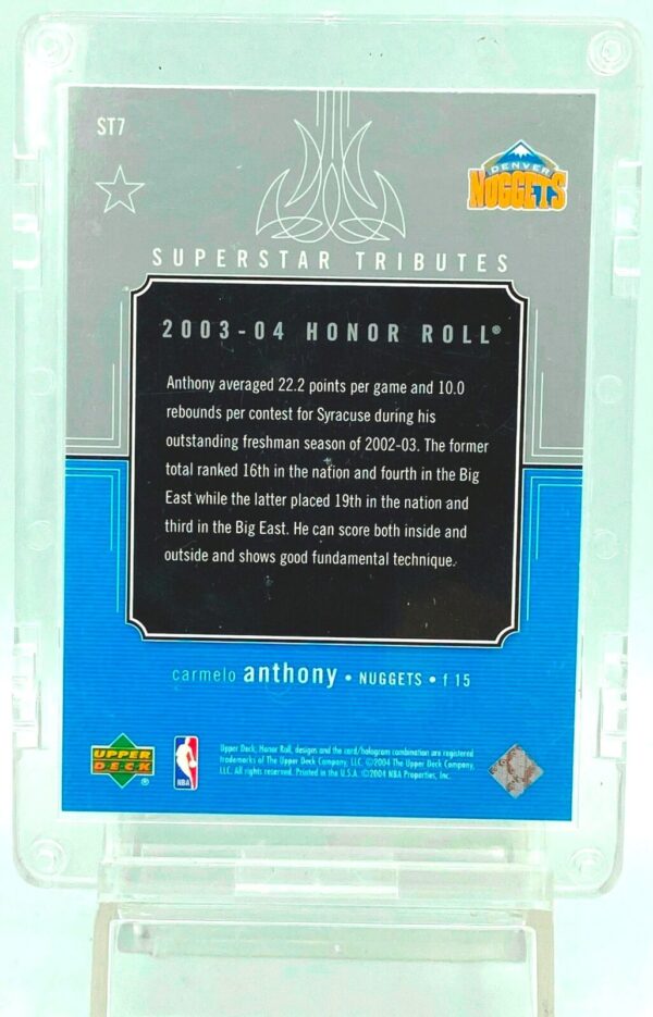 2003 UD Superstar Carmelo Anthony RC #ST7 (2) 2003 UD Superstar Carmelo Anthony RC #ST7 (2)