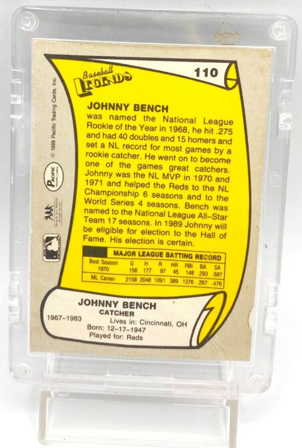 1988 Pacific Legends Johnny Bench #110 (5)