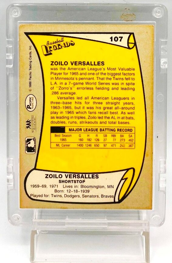 1988 Pacific Legends Zoilo Versalles #107 (5)