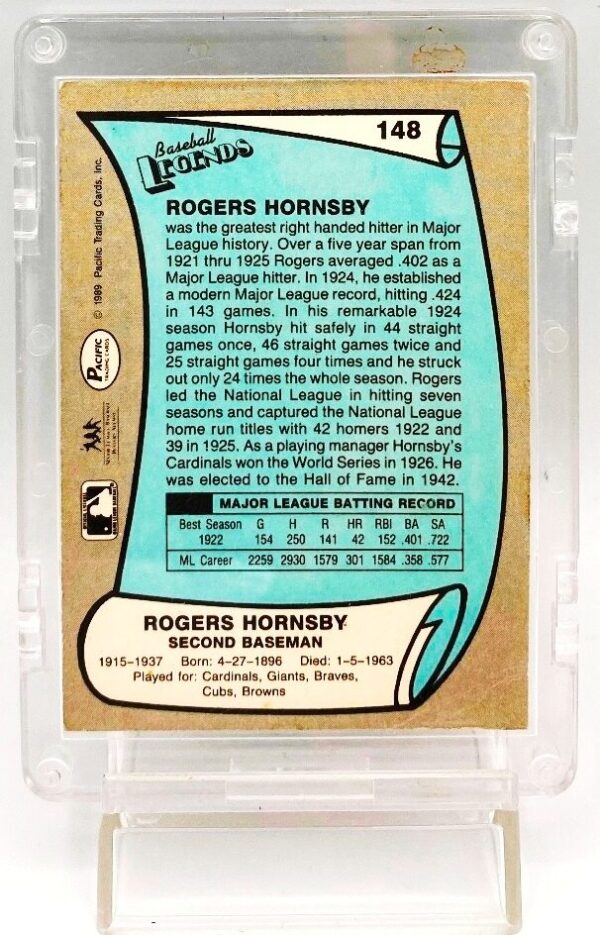 1989 Pacific Legends Rogers Hornsby #148 (5)