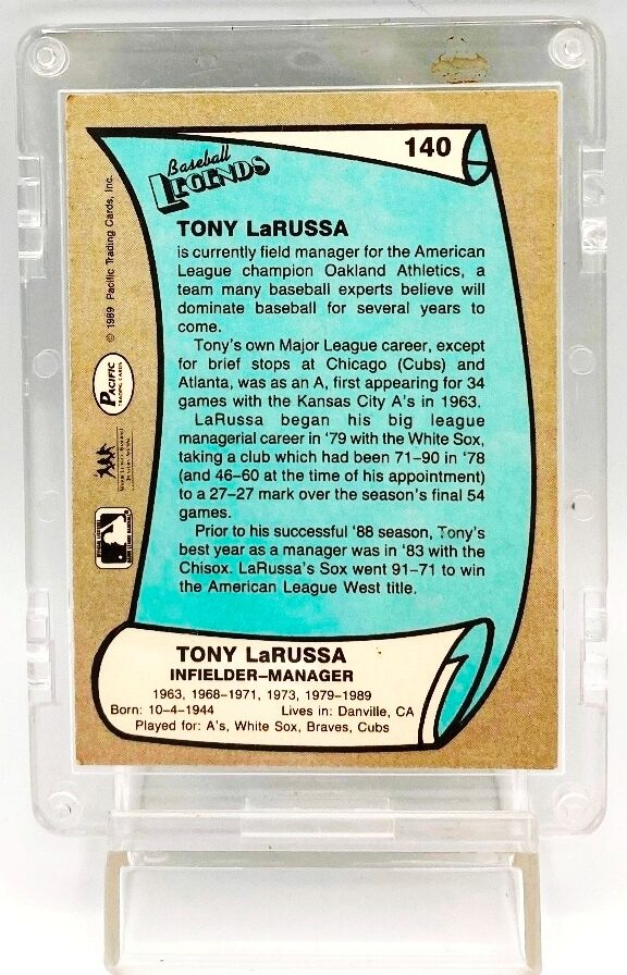 1989 Pacific Legends Tony LaRussa #140 (5)