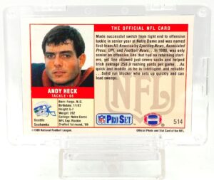 1989 Pro Set #1 Pick Andy Heck RC #514 (2)