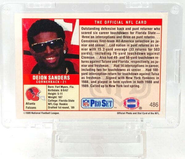 1989 Pro Set #1 Pick Deion Sanders RC #486 (2)