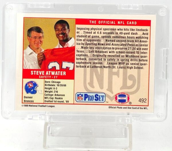 1989 Pro Set #1 Pick Steve Atwater RC #492 (2)