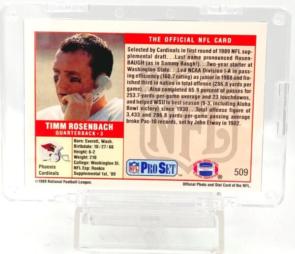 1989 Pro Set #1 Pick Timm Rosenbach RC #509 (2)