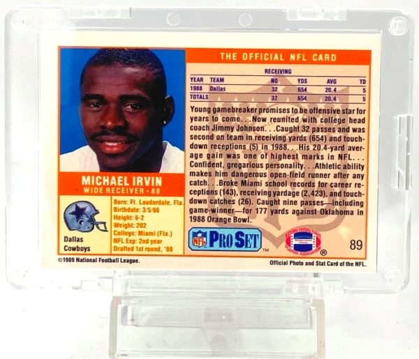 1989 Pro Set-NL Michael Irvin Card #89 (2)