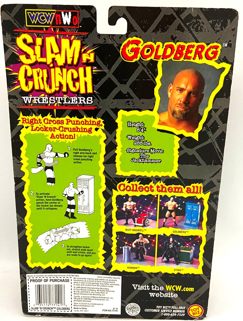 1999 Toy Biz Goldberg Slam n Crunch Wrestlers WCW/NWO