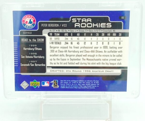 1999 Upper Deck Rookie Peter Bergeron RC #10 (2)
