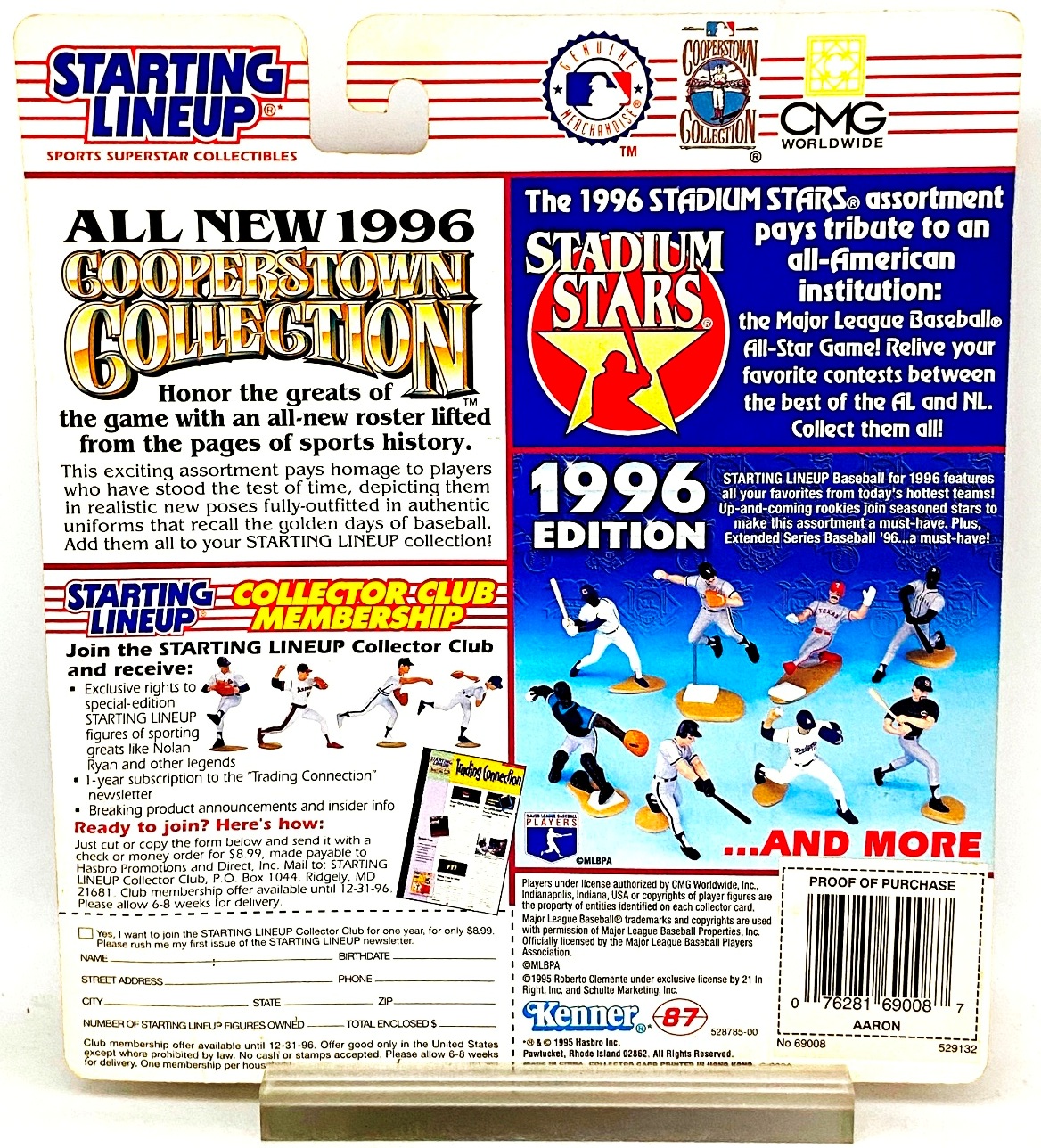 Vintage 1996 Starting Lineup Cooperstown Collection MLB Hank Aaron "w