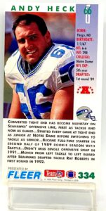 1993 Fleer Game '93 Andy Heck #334 (2)