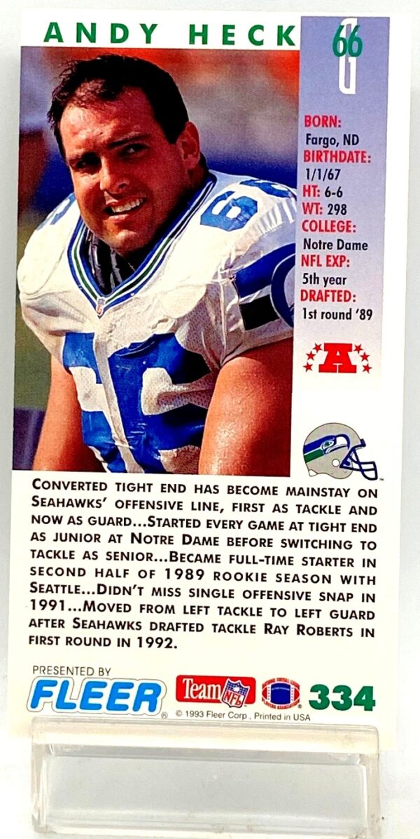 1993 Fleer Game '93 Andy Heck #334 (2)